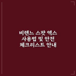 비렌느 스팟 엑스 사용법 및 안전 체크리스트 안내
